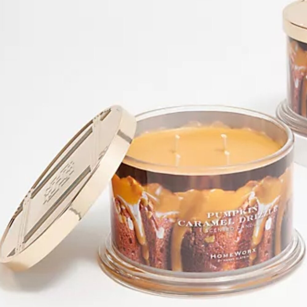 Homeworx Harry Slatkin PUMPKIN CARAMEL DRIZZLE Candle 18oz 4-Wick RARE LimitedED